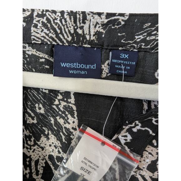 Westbound Woman Button Up Tie Front Tropical Black White Top Size 3X Boho New - Picture 5 of 9